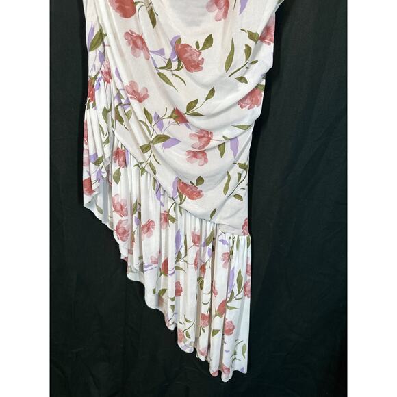 JLUXLABLE Strapless Dress L Floral Y2K 90's Fairy Ruched Asymmetrical - Picture 7 of 16